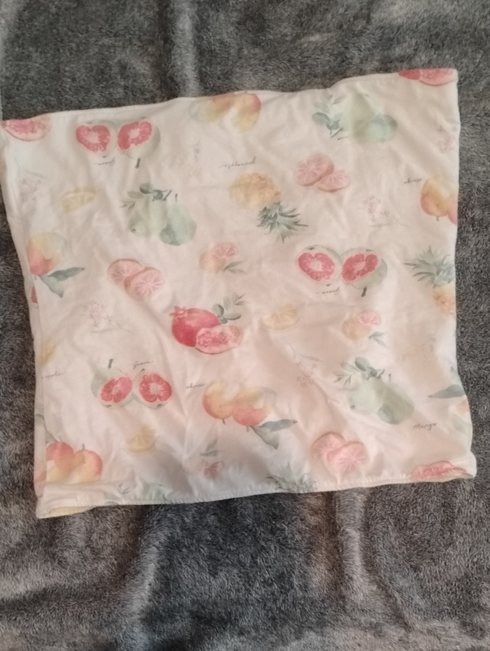 Floral Fruit Print Tube Top in White with Pastel Accents